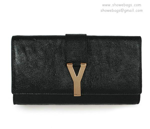 YSL belle de jour iridescent leather clutch 26570 black - Click Image to Close